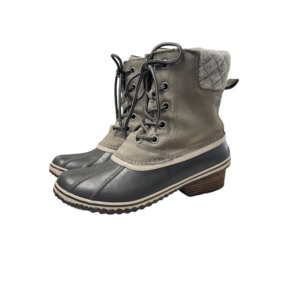 Sorel Slimpack II Quarry Black Lace Up‎ Short Winter Snow Boots Size 11 US